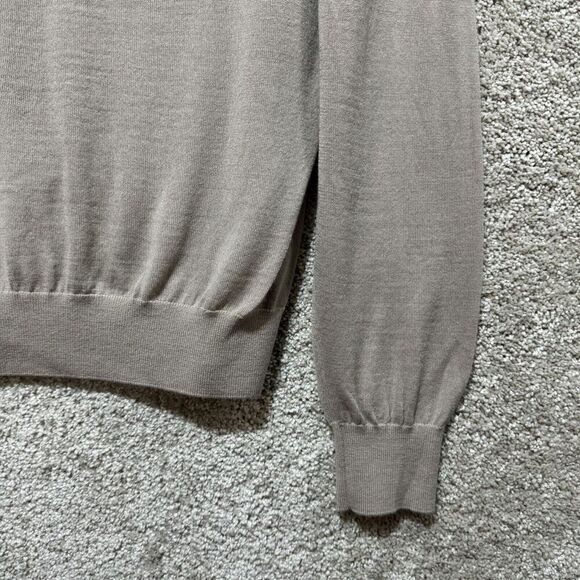 Stewart Of Scotland Sweater Men's Medium Tan Merino‎ Wool Pullover Long Sleeve - Picture 9 of 10